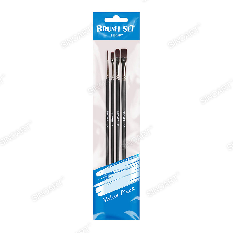 Long Handle Taklon/Synthetic Painting 4pk Brush Set