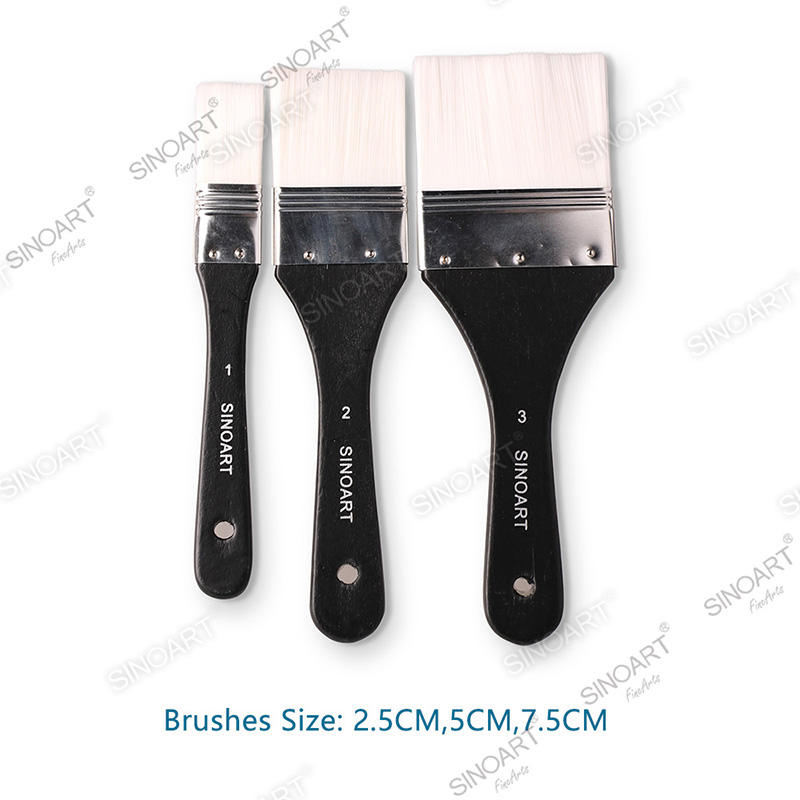 3pcs white synthetic brushes black handle Brush Set