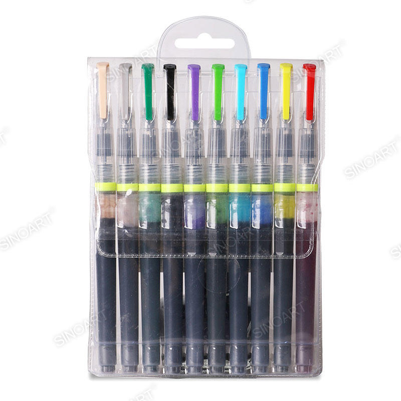 Pre-filled Water Brush round nylon tip 10 colors Calligraphy 