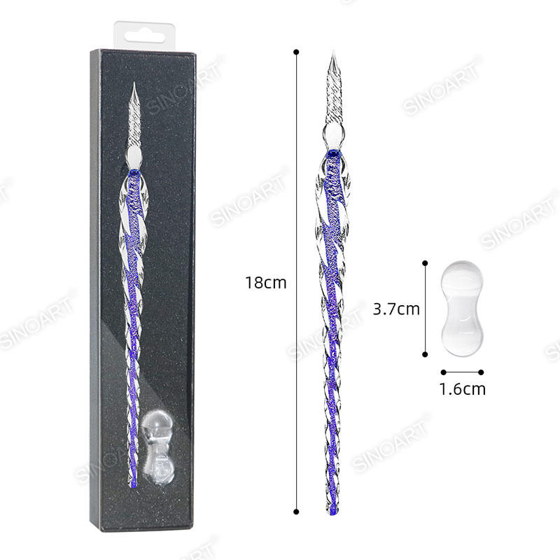 18cm long Glass Pen Handmade Glass Dip Pen with holder Calligraphy 