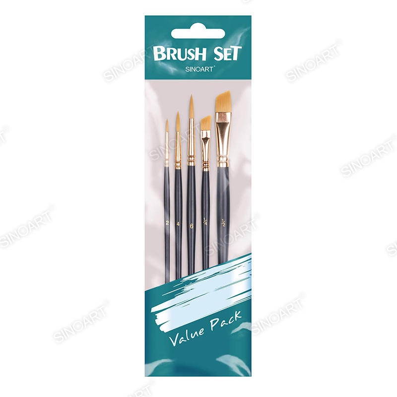 5pk Taklon/Synthetic Painting Short Handle Brush Set