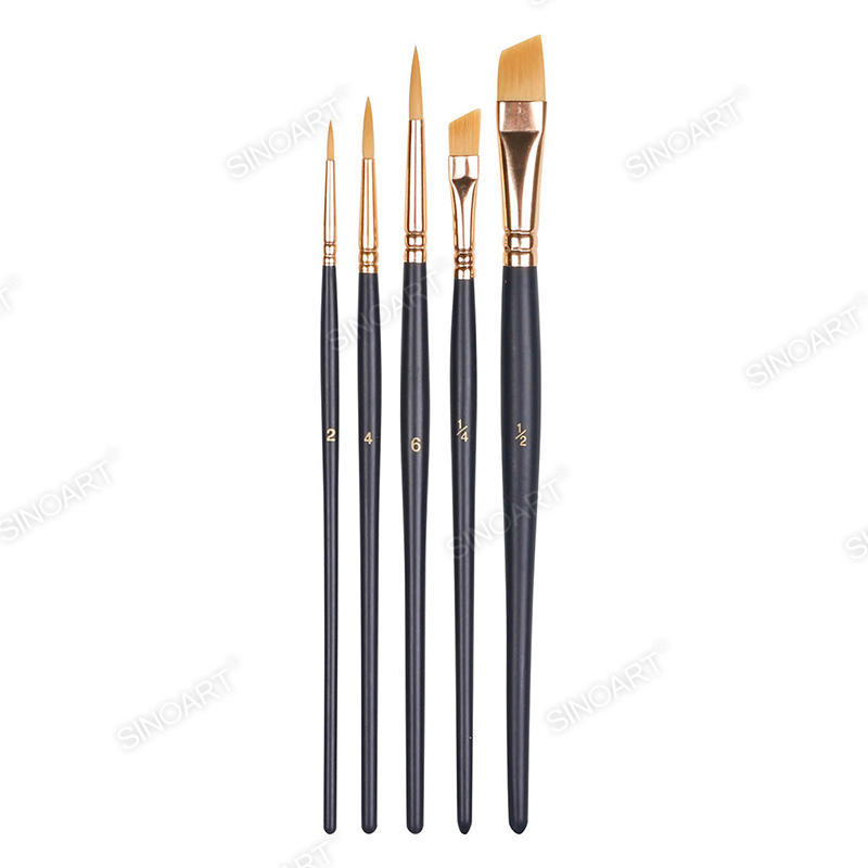 5pk Taklon/Synthetic Painting Short Handle Brush Set