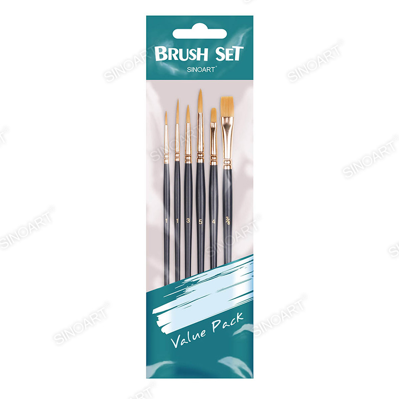 Short Handle Taklon/Synthetic Painting 6PK Brush Set