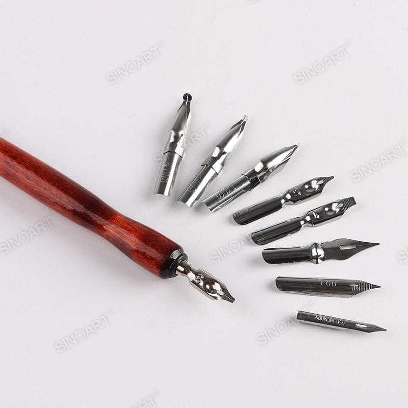 9 nibs Calligraphy Dip Pen Set Wooden Dip Pen Handle