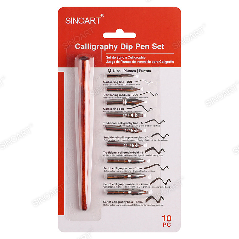 9 nibs Calligraphy Dip Pen Set Wooden Dip Pen Handle
