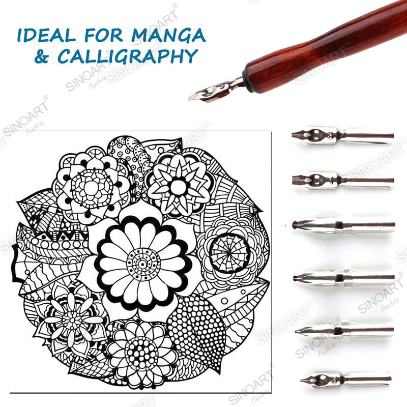 9 nibs Calligraphy Dip Pen Set Wooden Dip Pen Handle