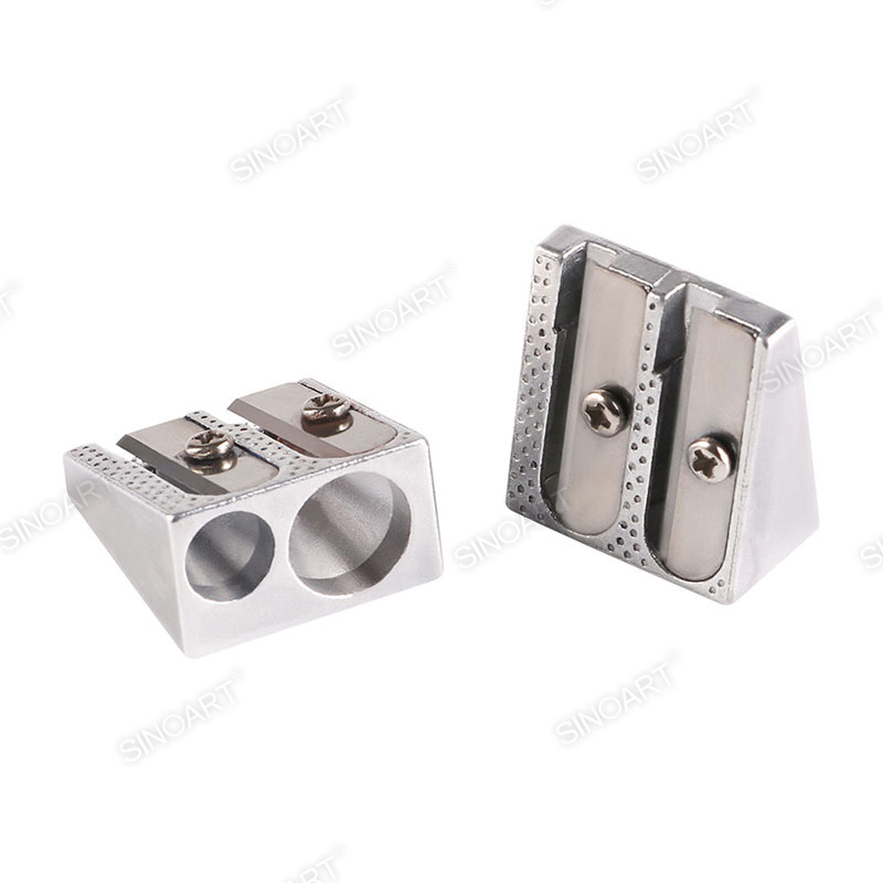 25x23x13mm Dual-hole Pencil Sharpener Aluminum Alloy Paper Drawing & Sketching