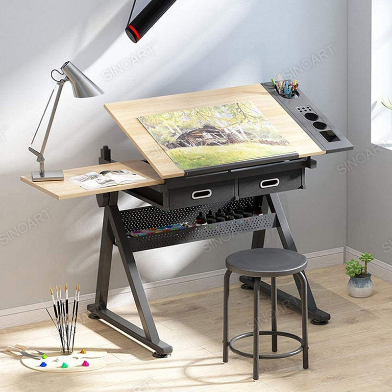 115x61x90cm Drafting Wooden Adjustable Craft Tabletop Desk Art Top Station Drawing Table