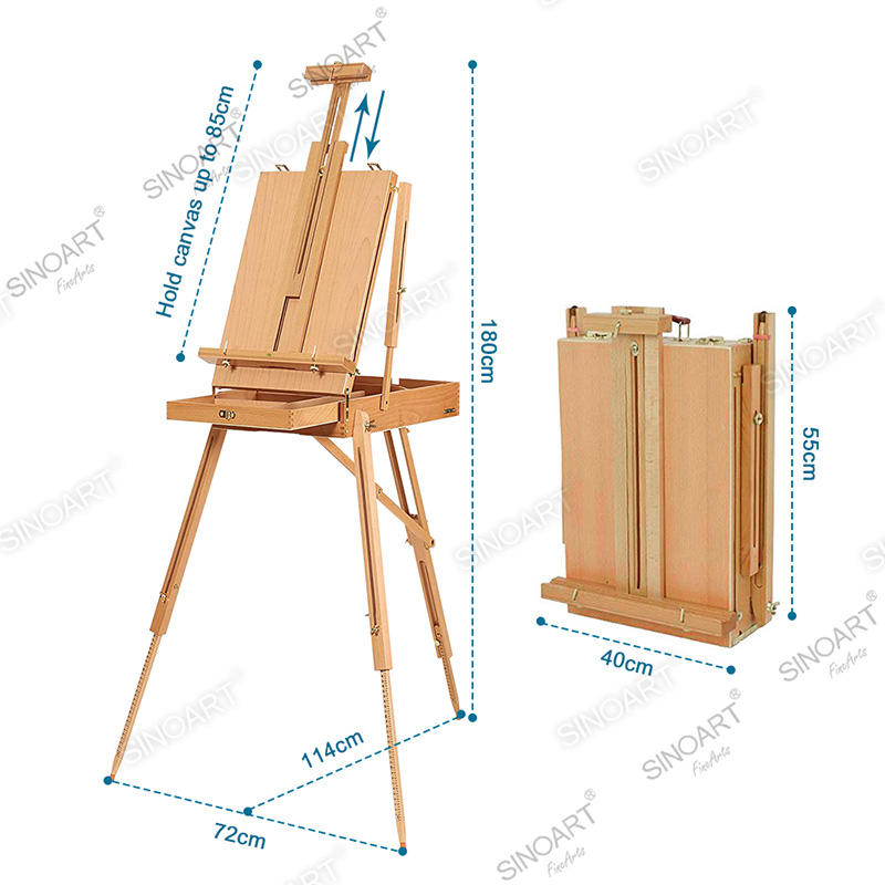 Wooden Large French Field Studio Sketch Box Easel 