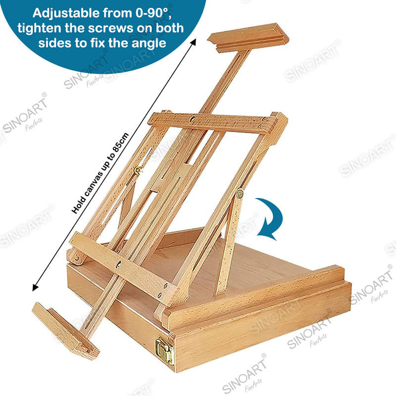 Wooden Portable Artists Tabletop Foldable Box Easel