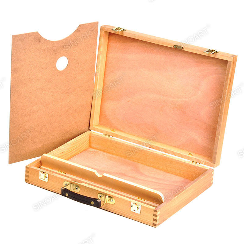 40x31x8cm Wooden Artist Paint Brush Tool Storage Sketch Box Cases