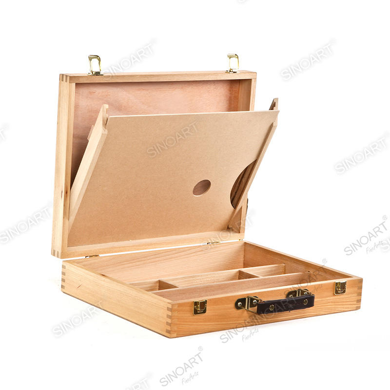 Wooden Artist Paint Brush Tool Storage with Wooden Palette Sketch Box Cases
