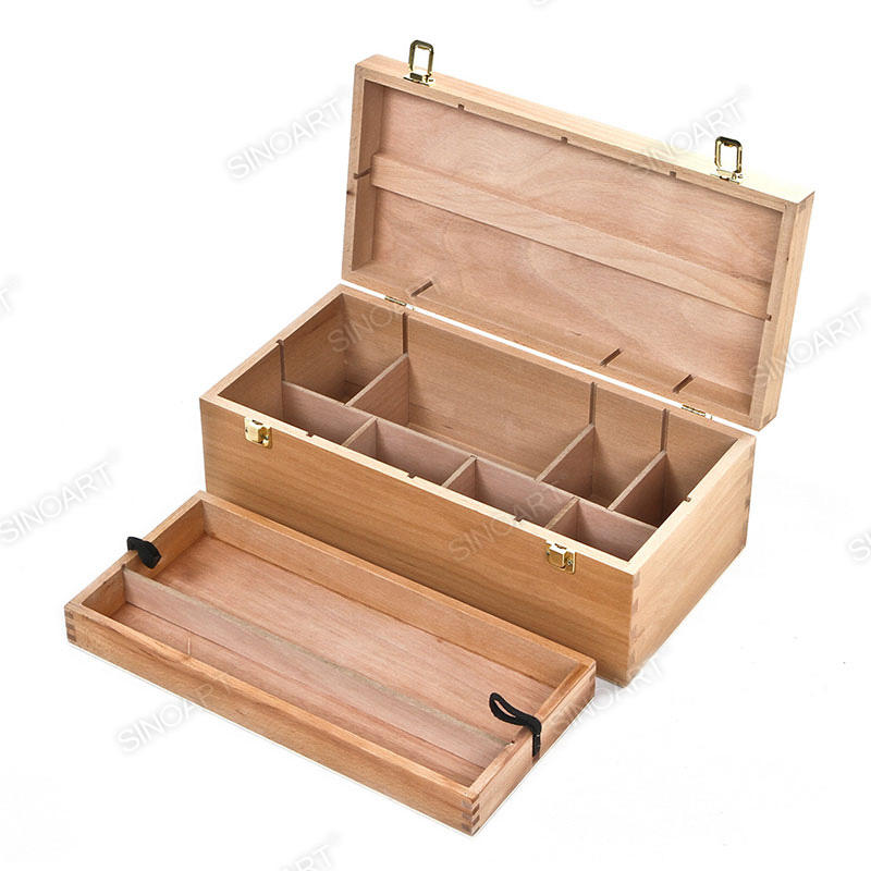 40.5x20x15.5cm Wooden Artist Paint Brush Tool Storage Sketch Box Cases 