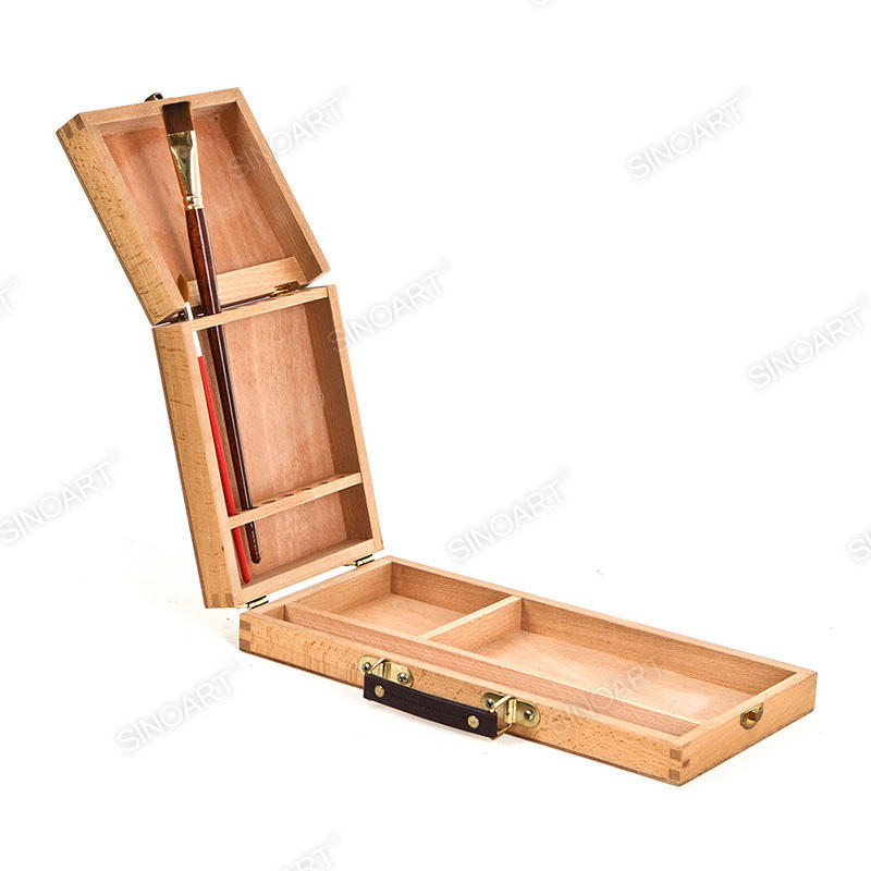 33x16.5x5cm Wooden Artist Paint Brush Tool Storage with Brush Holder Sketch Box Cases