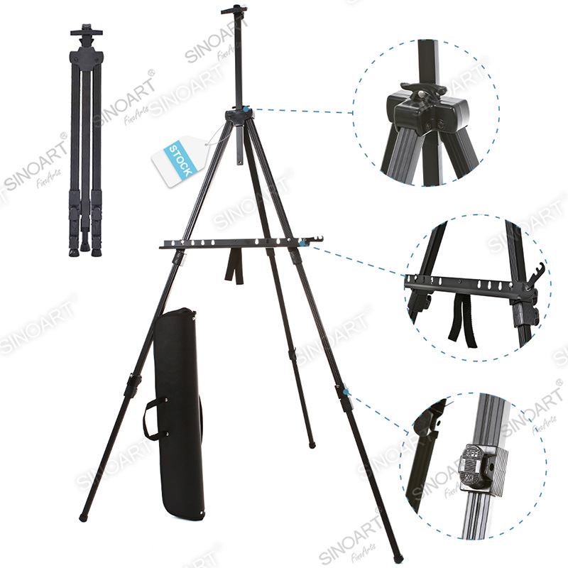 176cm Height Deluxe Aluminum Field Portable Painting Adjustable Sketch Folding Metal Easel 