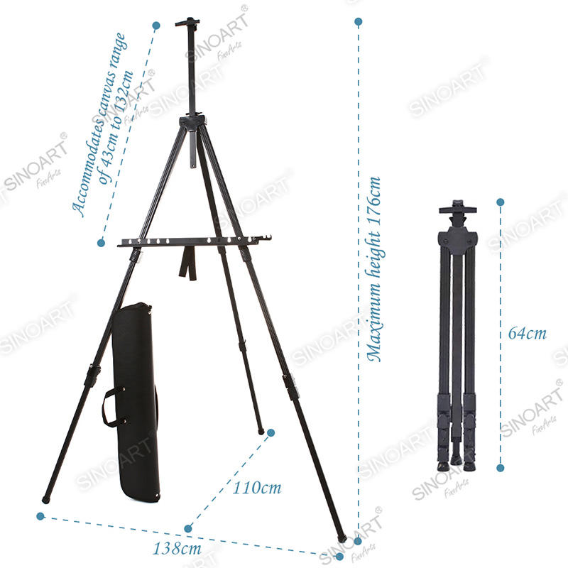 176cm Height Deluxe Aluminum Field Portable Painting Adjustable Sketch Folding Metal Easel 