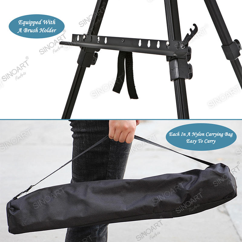176cm Height Deluxe Aluminum Field Portable Painting Adjustable Sketch Folding Metal Easel 