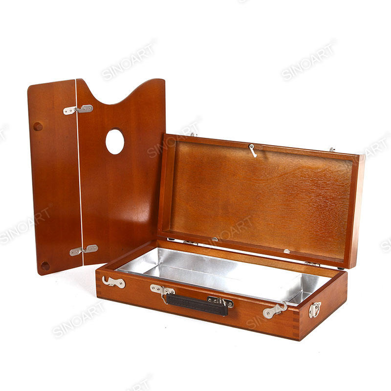38.5x19.5x9.2cm Wooden Deluxe Artist Tool Storage Drawer with Aluminum Tray Sketch Box Cases