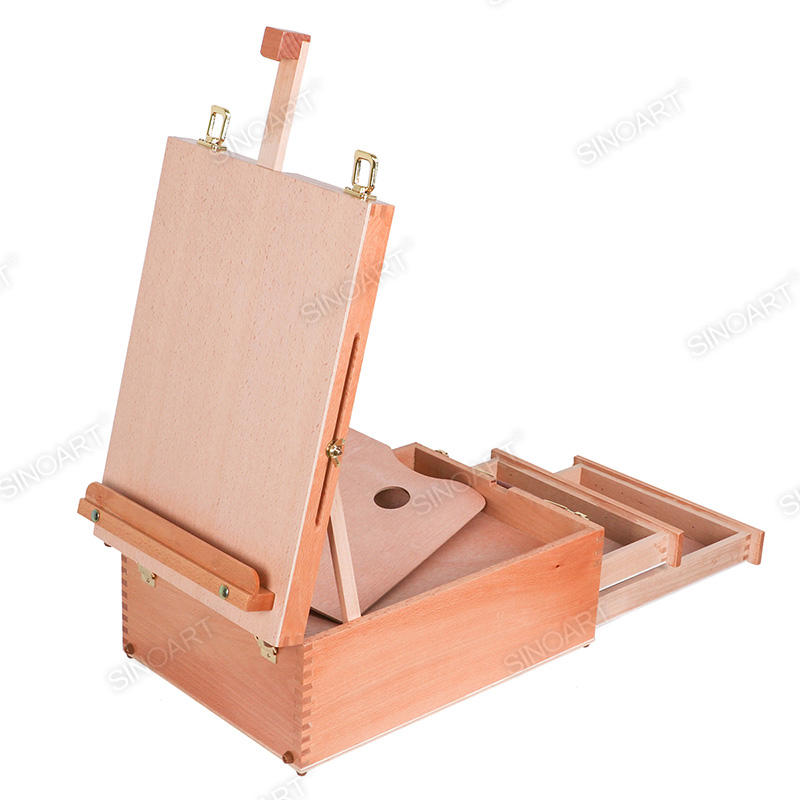 Wooden Three-Drawer Artist Portable Paint Tool Storage Sketch Box Easel