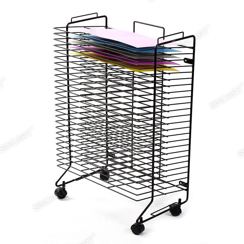 25 Shelves for A3 Double Sided Wire Mobile Metal Art Drying Rack Display Easel
