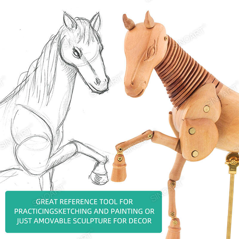 Wooden Horse Animal Figure Jointed Mannequin for Drawing Sketching Manikin