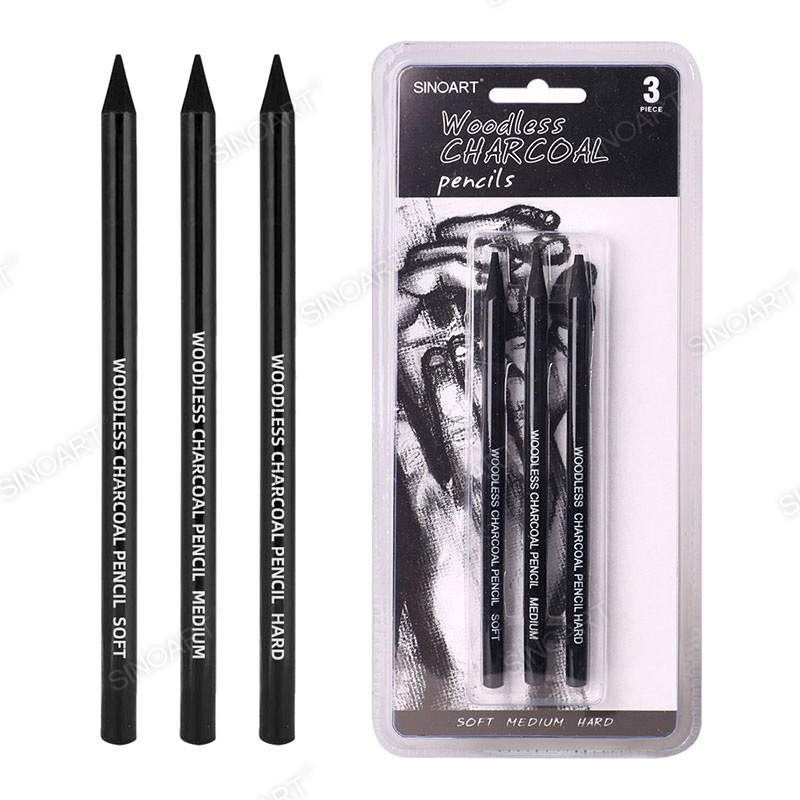 3pcs Woodless Charcoal Pencils hard medium soft Drawing & Sketching