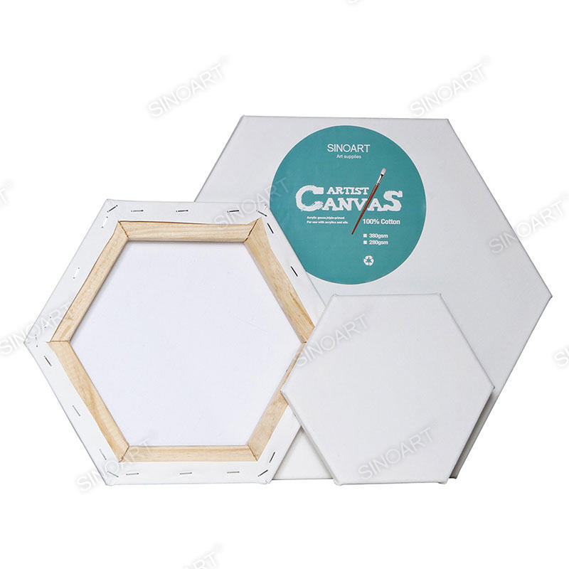 Hexagonal Artist Cotton Blank Painting White Canvas Painting Stretched Canvas