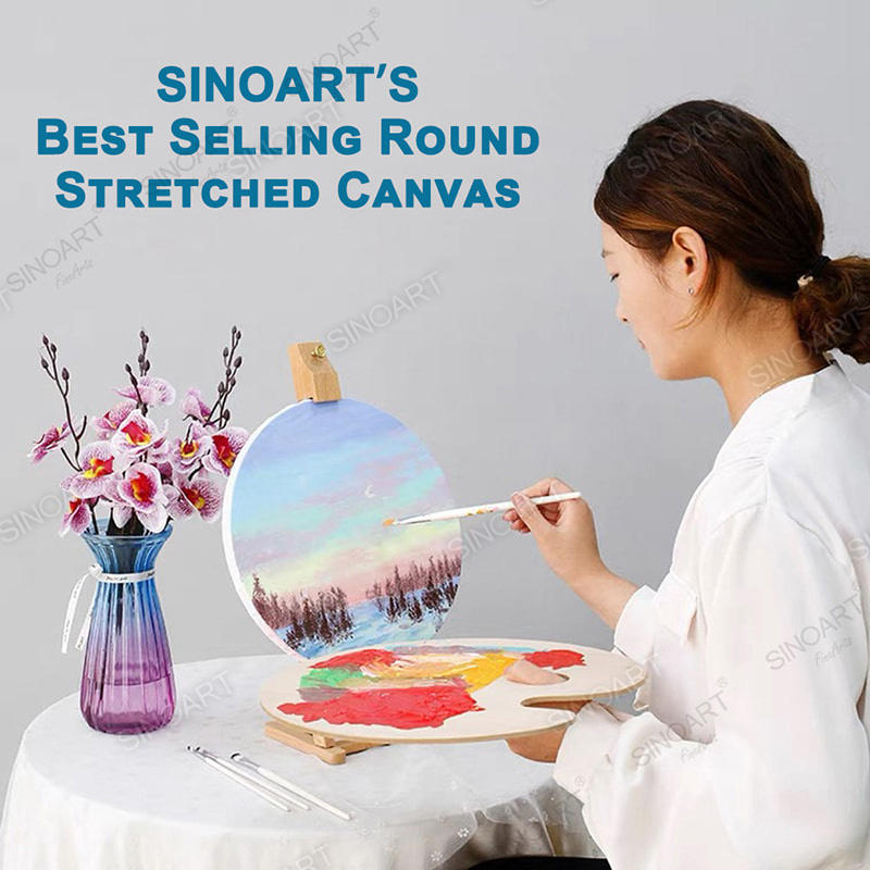 Round Artist Cotton Blank Painting White Canvas Painting Stretched Canvas