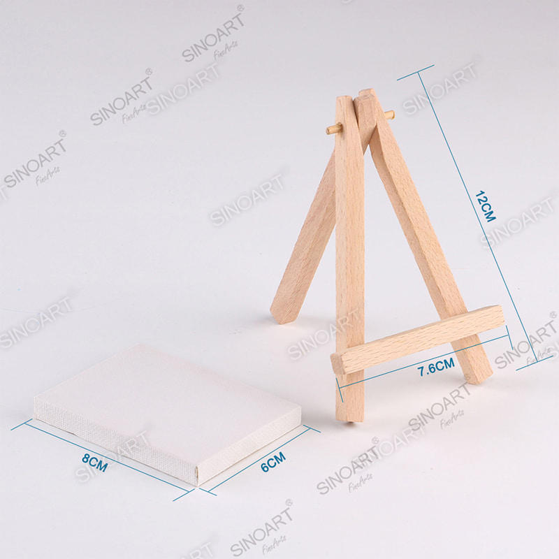 Mini Wooden Easel and Painting Canvas Set Stretched Canvas