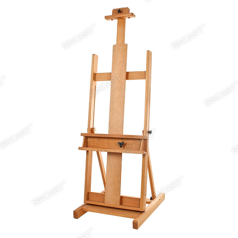56x61x147(241)cm Heavy Duty Large Adjustable H-Frame Studio Easel with Artist Storage Tray Wooden Easel