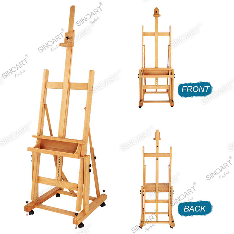67x79x201(370)cm Multi-Angle Heavy Duty Extra Large Adjustable H-Frame Studio Easel with Casters Wooden Easel