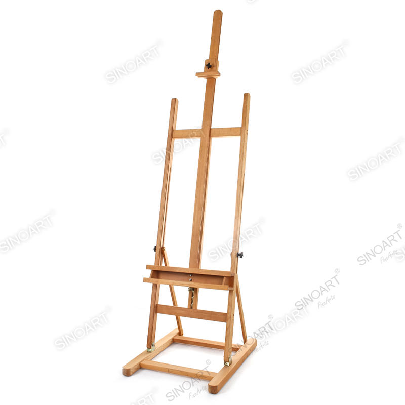 51.5x61x208cm Heavy Duty Extra Large Adjustable H-Frame Studio Easel with Artist Storage Tray Wooden Easel