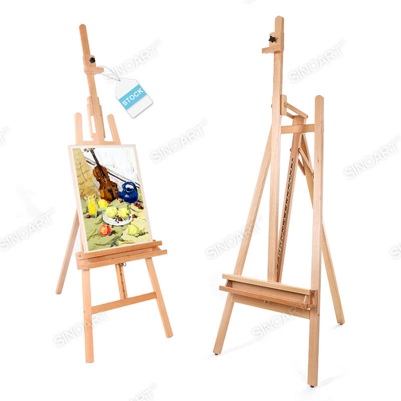 67x104x231cm Artist Lyre H-Frame Studio Adjustable Display with Storage Tray Wooden Easel