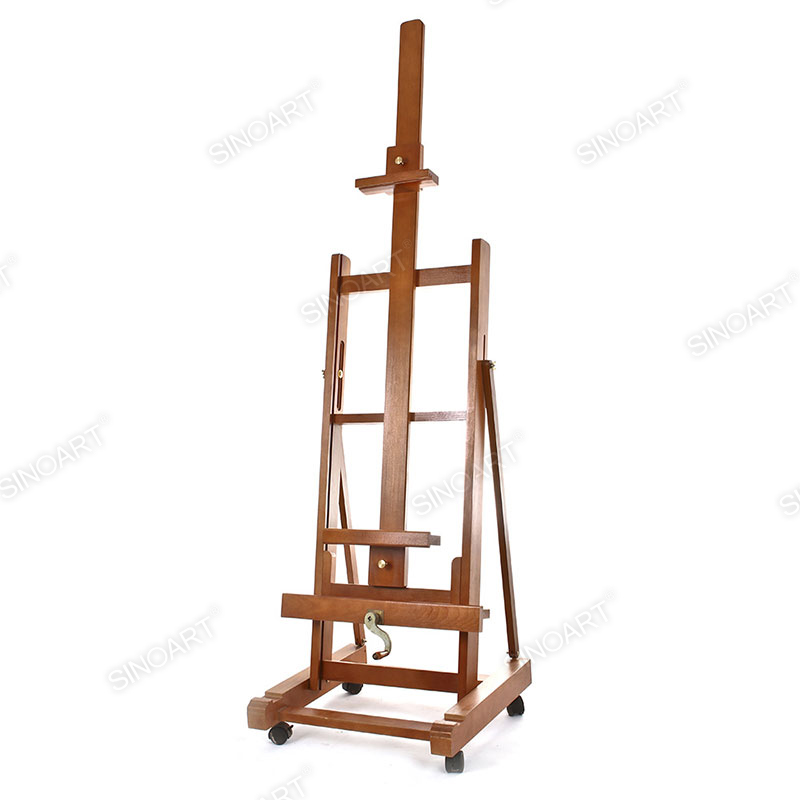 62x68x204(259)cm Heavy Duty Medium Adjustable H-Frame Studio Easel with Artist Storage Tray Wooden Easel