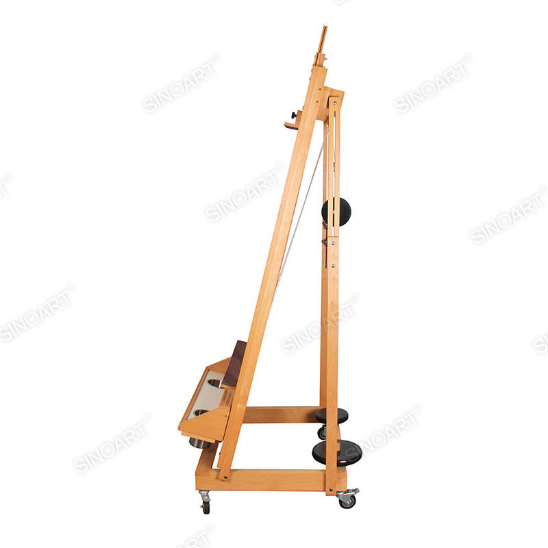 80x66x215(335)cm Heavy Duty Extra Large Adjustable H-Frame Studio Easel with Artist Storage Tray Wooden Easel