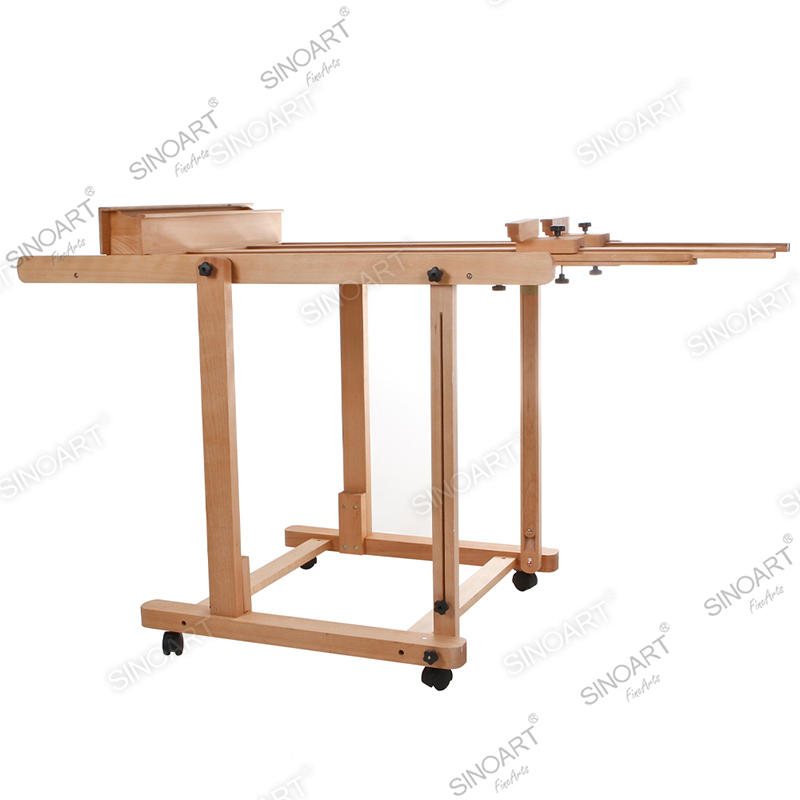 77x80x201(352)cm Twin Canvas Holder Heavy Duty Extra Large Adjustable H-Frame Studio Easel with Artist Storage Tray Wooden Easel