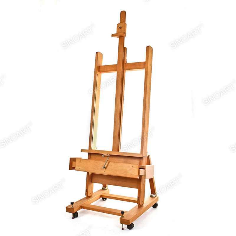 73x68x210(300)cm Heavy Duty Extra Large Adjustable H-Frame Studio Easel with Artist Storage Tray Wooden Easel