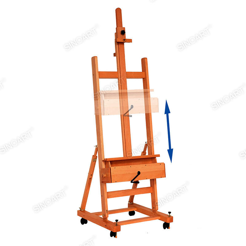 67x79x201(370)cm Deluxe Heavy Duty Extra Large Adjustable H-Frame Studio Easel with Casters & Storage Tray Wooden Easel