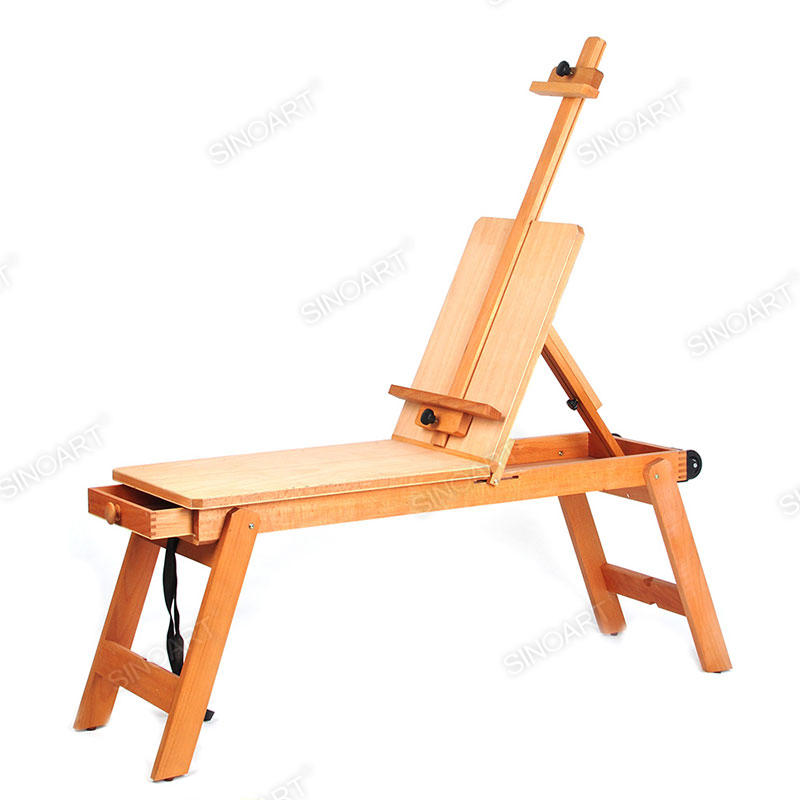 Wooden Large Bench-Style Artist Natural Easel with Rubber wheels Wooden Easel