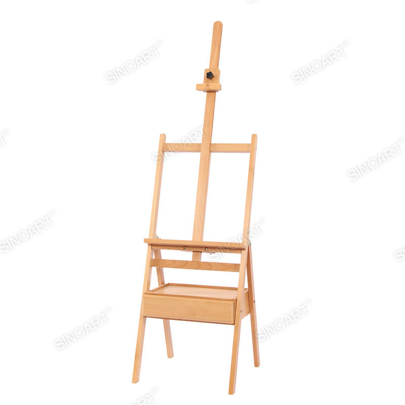 45x44x132(168)cm Heavy Duty Adjustable H-Frame Studio Easel with Artist Storage Tray Wooden Easel