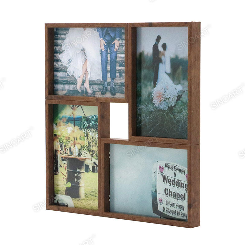 26.8x2x26.8cm Wood Finish Art Frame Wall Mounted Display Picture Photo Collage Frame
