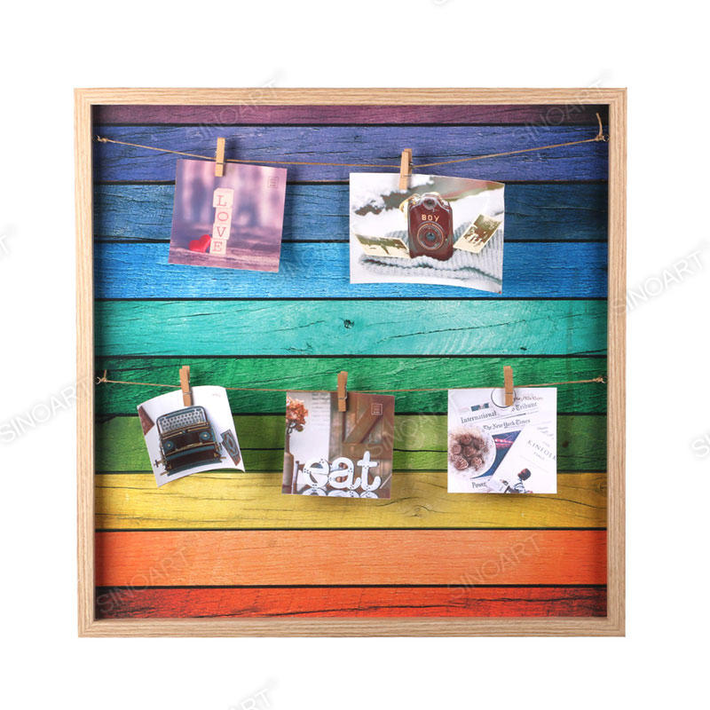 50x50x2.5cm Wood Finish Art Frame Wall Mounted Display Picture Photo Clip Frame