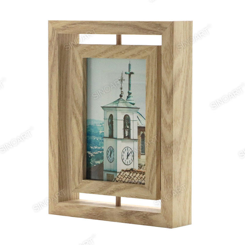 17.3x22.7x4cm Rotational Wood Finish Art Frame Display Picture Photo Frame