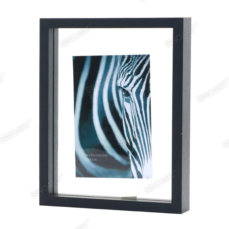 18.5x18.5x4cm Floating Wood Finish Art Frame Display Picture Photo Frame