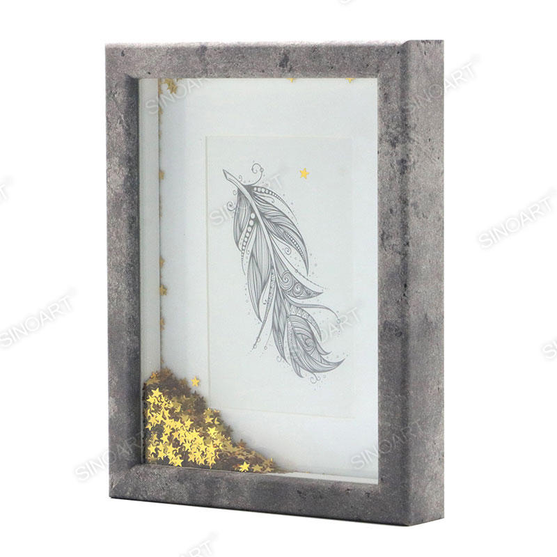 23.5x19.5x3.5cm Sequin Wood Finish Art Frame Display Picture Photo Frame