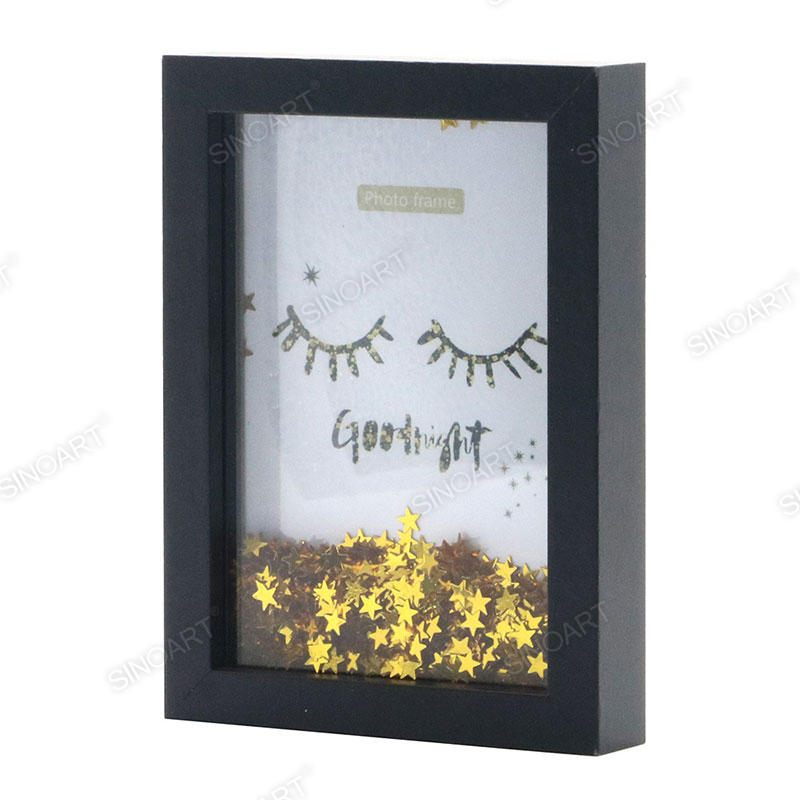 14.4x2.1x10.6cm Sequin Wood Finish Art Frame Display Picture Photo Frame