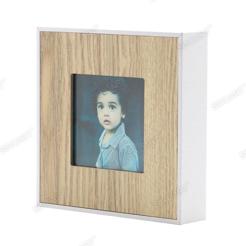 17.8x17.8x4cm Wood Finish Art Frame Wall Mounted with Easel Stand Display Picture Photo Frame