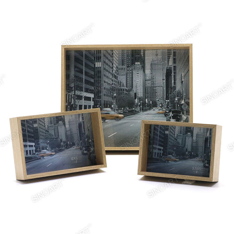 4cm Thickness Wood Finish Art Frame Wall Mounted with Easel Stand Display Picture Photo Frame