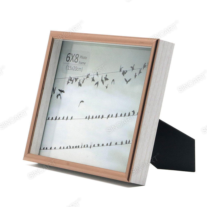 2.5cm Thickness Wood Finish Art Frame Wall Mounted with Easel Stand Display Picture Photo Frame