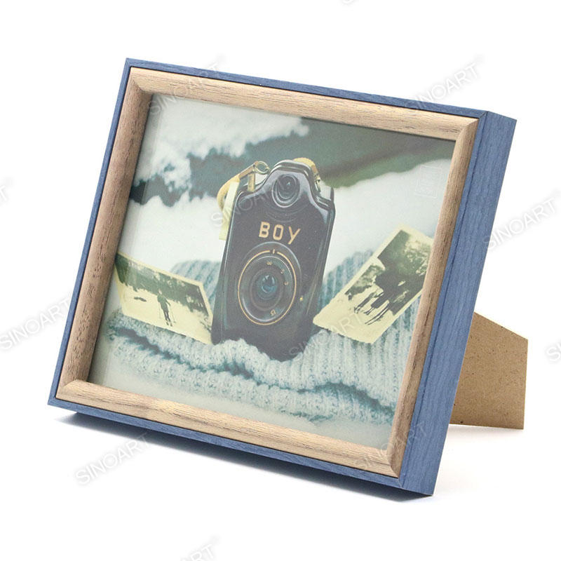 1.8cm Thickness Wood Finish Art Frame Wall Mounted with Easel Stand Display Picture Photo Frame